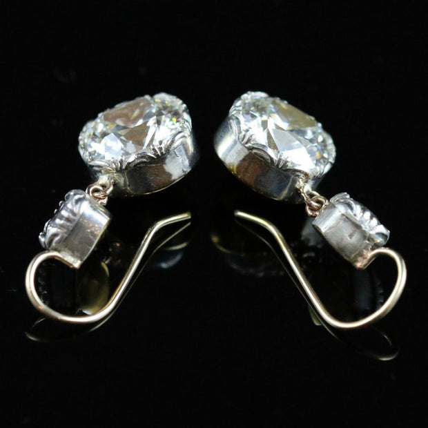 Antique Georgian Paste Earrings Double Drop 18Ct/Silver
