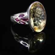 Antique Citrine & Ruby Ring 10Ct Citrine Set In 18Ct Gold