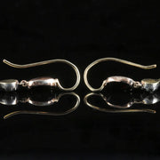 Antique Georgian Garnet Diamond Earrings Long Flat Cut Garnet 18Ct Gold