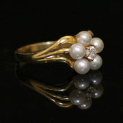 Antique Georgian Natural Pearl Diamond Ring Circa 1800