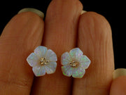 Stunning Large Opal & Diamond Flower Earring