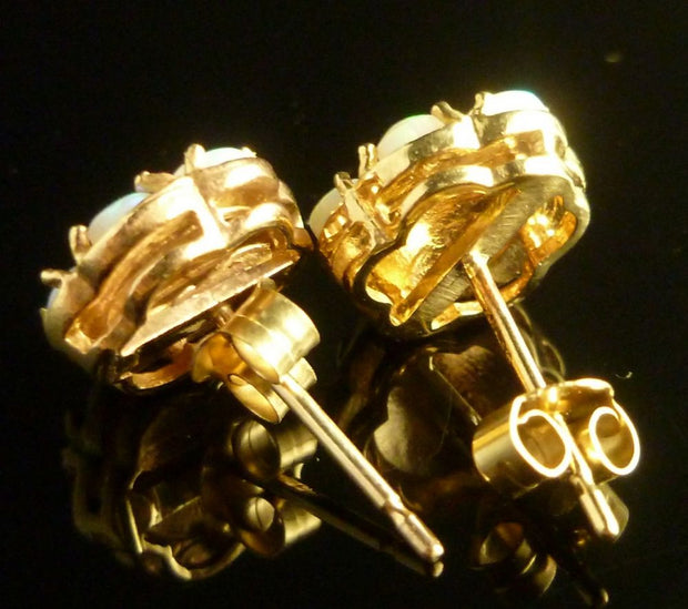 Fabulous Opal & Pearl Stud Gold Earrings