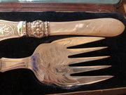 Victorian Boxed Fish Knife & Fork Engraved Set