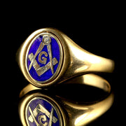 Vintage Masonic ‘G’ Blue Enamel Gents Ring Dated London 1971/72