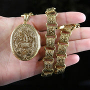 Antique Victorian Gold Locket And Collar Circa 1880
