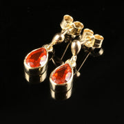 Fire Opal Drop Gold Earrings 9Ct Gold