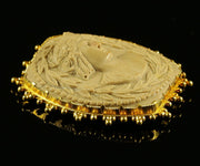 Antique Victorian Lava Cameo Buckle 18ct Gold Frame Circa 1860