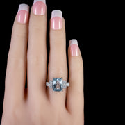 5Ct Aquamarine 0.60Ct Diamond Platinum Ring