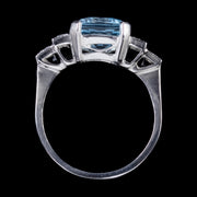 5Ct Aquamarine 0.60Ct Diamond Platinum Ring