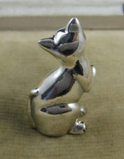 Fabulous Solid Sterling Silver Sitting Cat Ornament