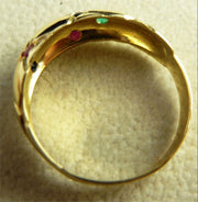Victorian Emerald Sapphire Diamond Ruby Set Ring