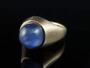 Edwardian 2.80Ct Cabochon Sapphire Solitaire Gold Gents Ring