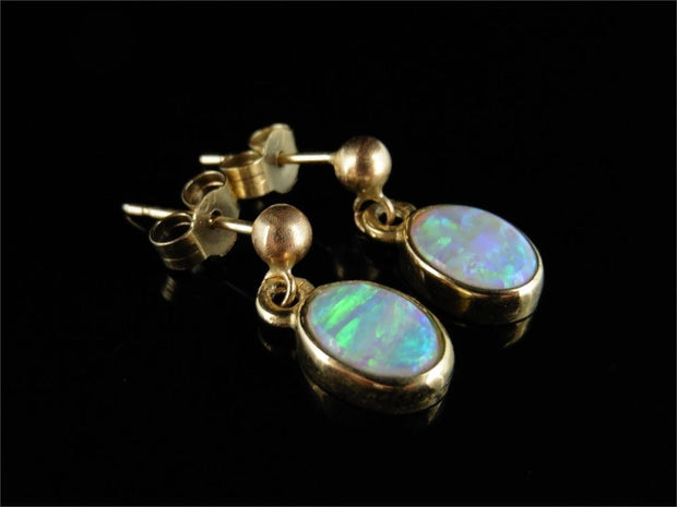 Opal Gold Earrings 1.20Ct Opal 9Ct Yellow Gold