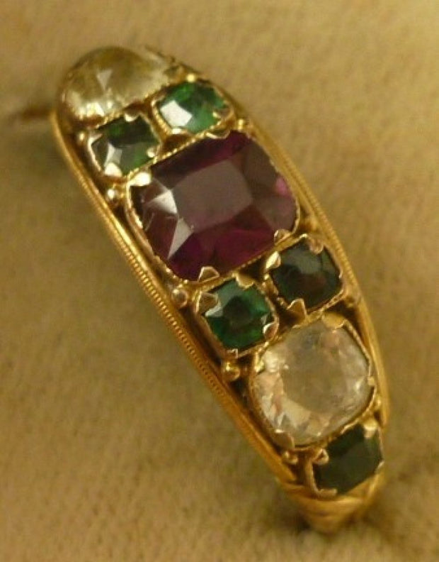 Victorian Almandine Garnet Green Garnet And Paste 15Ct Ring