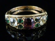 Victorian Almandine Garnet Green Garnet And Paste 15Ct Ring