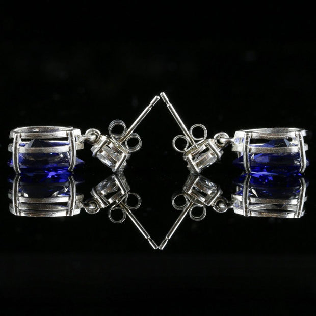 Cz Tanzanite And Paste Silver Earrings