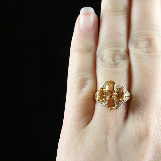 Citrine Gold Cluster Ring 9Ct Gold