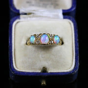 Antique Art Deco Opal & Diamond Trilogy Ring Dated Birmingham 1922