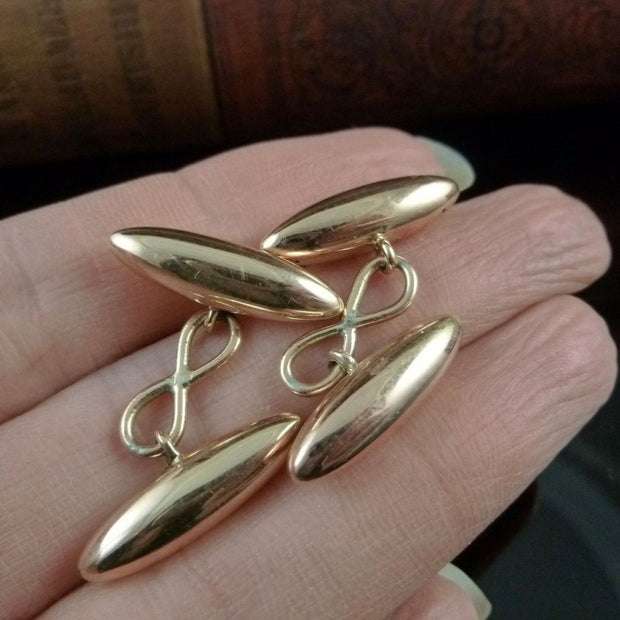 Antique Victorian Double Bullet Cufflinks - 9Ct Rose Gold