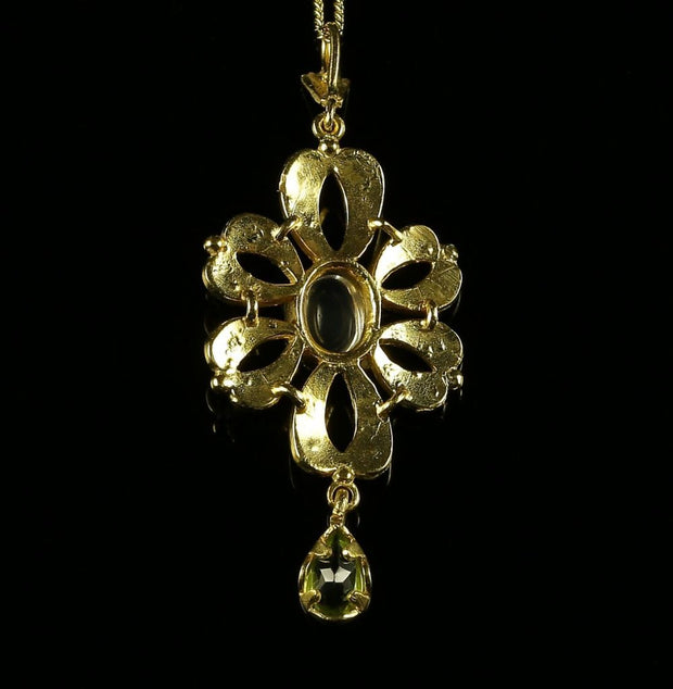 Opal Moonstone Peridot Pendant And Necklace
