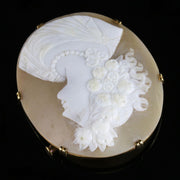 Antique Victorian Shell Cameo Brooch French Circa 1880 18Ct Gold
