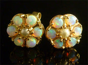 Fabulous Opal & Pearl Stud Gold Earrings