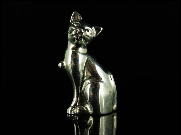 Fabulous Solid Sterling Silver Sitting Cat Ornament