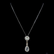 6Ct Aquamarine Diamond Pendant Necklace Silver 9Ct Gold