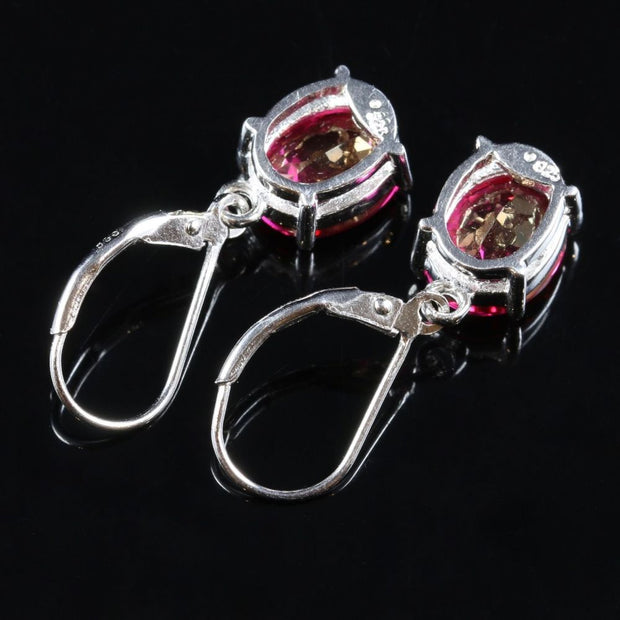 Pink Topaz Earrings 7Ct Lovely Ruby Colour