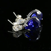 Cz Tanzanite And Paste Silver Earrings