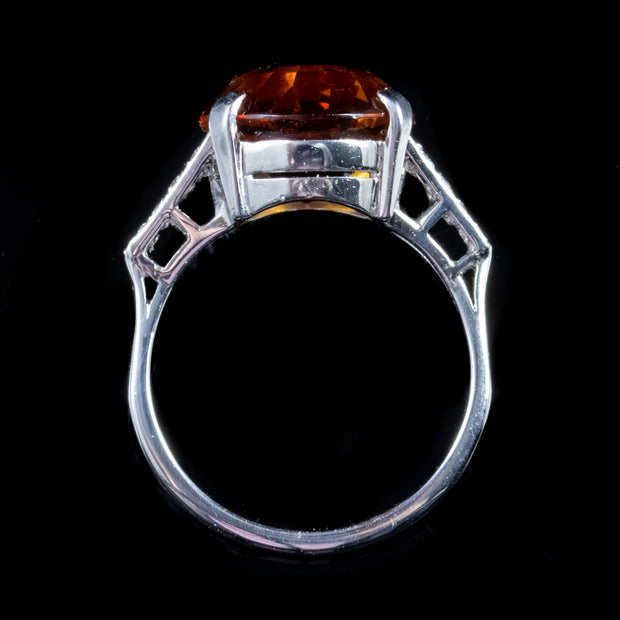 7Ct Citrine Diamond Ring 18Ct White Gold