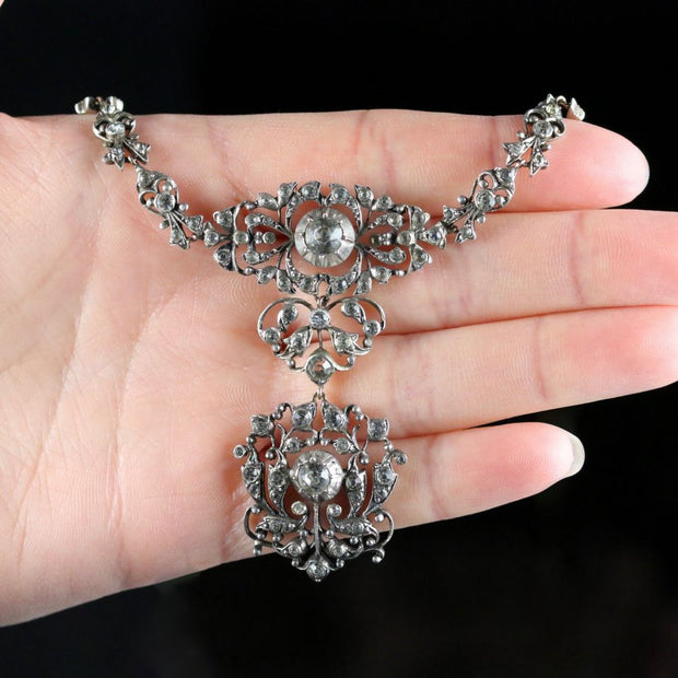 Antique Georgian Silver Paste Necklace Circa 1800