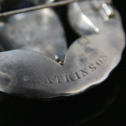 Antique Victorian Scottish Agate Shield Brooch Silver