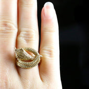 Gold Serpent Snake Ring 18Ct Gold On Silver