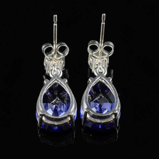 Cz Tanzanite And Paste Silver Earrings