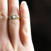 Antique Victorian Opal Diamond Ring 18Ct Gold Chester Hallmark