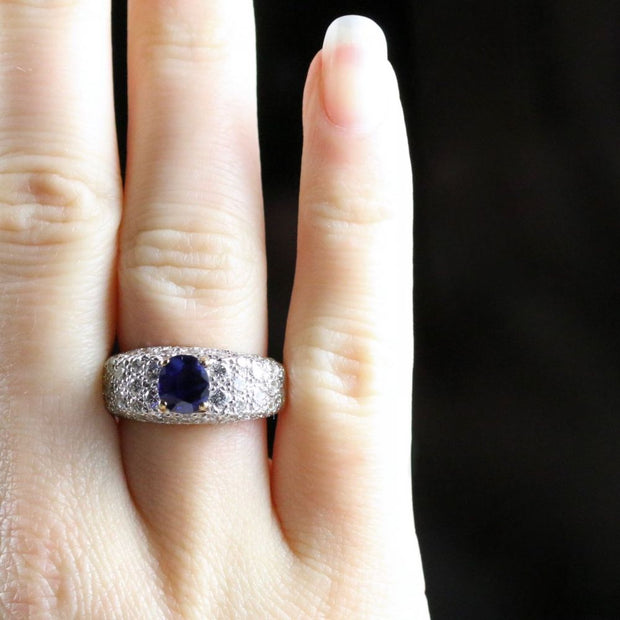 Diamond Sapphire Engagement Ring 5Ct Diamond 18Ct Gold