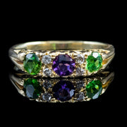 Antique Edwardian Suffragette Ring Green Garnet 18Ct Gold Circa 1910