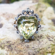 Antique Georgian Paste Heart Ring Silver Circa 1800