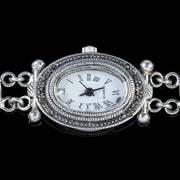 Amber Marcasite Watch Bracelet Sterling Silver Quartz Clock