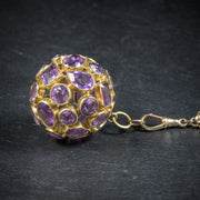 Vintage Amethyst 18Ct Gold Orb Pendant Necklace 9Ct Gold Chain