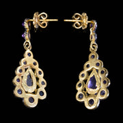 Amethyst Cluster Earrings Silver 18Ct Gold
