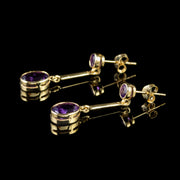 Amethyst Double Drop Earrings 9Ct Gold