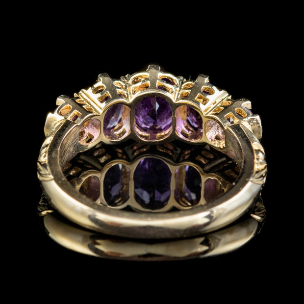 AMETHYST FIVE STONE RING 9CT GOLD 2.5CT OF AMETHYST