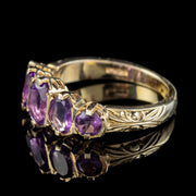 AMETHYST FIVE STONE RING 9CT GOLD 2.5CT OF AMETHYST