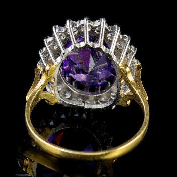 Amethyst Paste Stone Cluster Ring 18Ct Gold On Silver