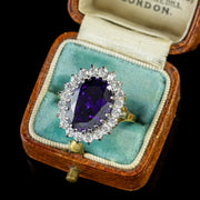 Amethyst Paste Stone Cluster Ring 18Ct Gold On Silver