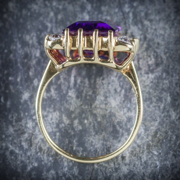 Vintage Amethyst Diamond Ring 18Ct Gold 10Ct Amethyst