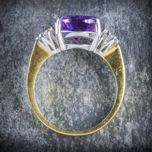 Amethyst Paste Trilogy Ring 18Ct Gold Silver