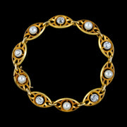 Antique Victorian Art Nouveau French Diamond Pearl Bracelet 18ct Gold 3ct Of Diamond